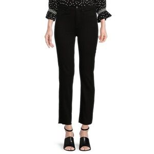 NYDJ Marilyn Straight Leg Raw Cut Off Hem Jeans | Black Wash | 14